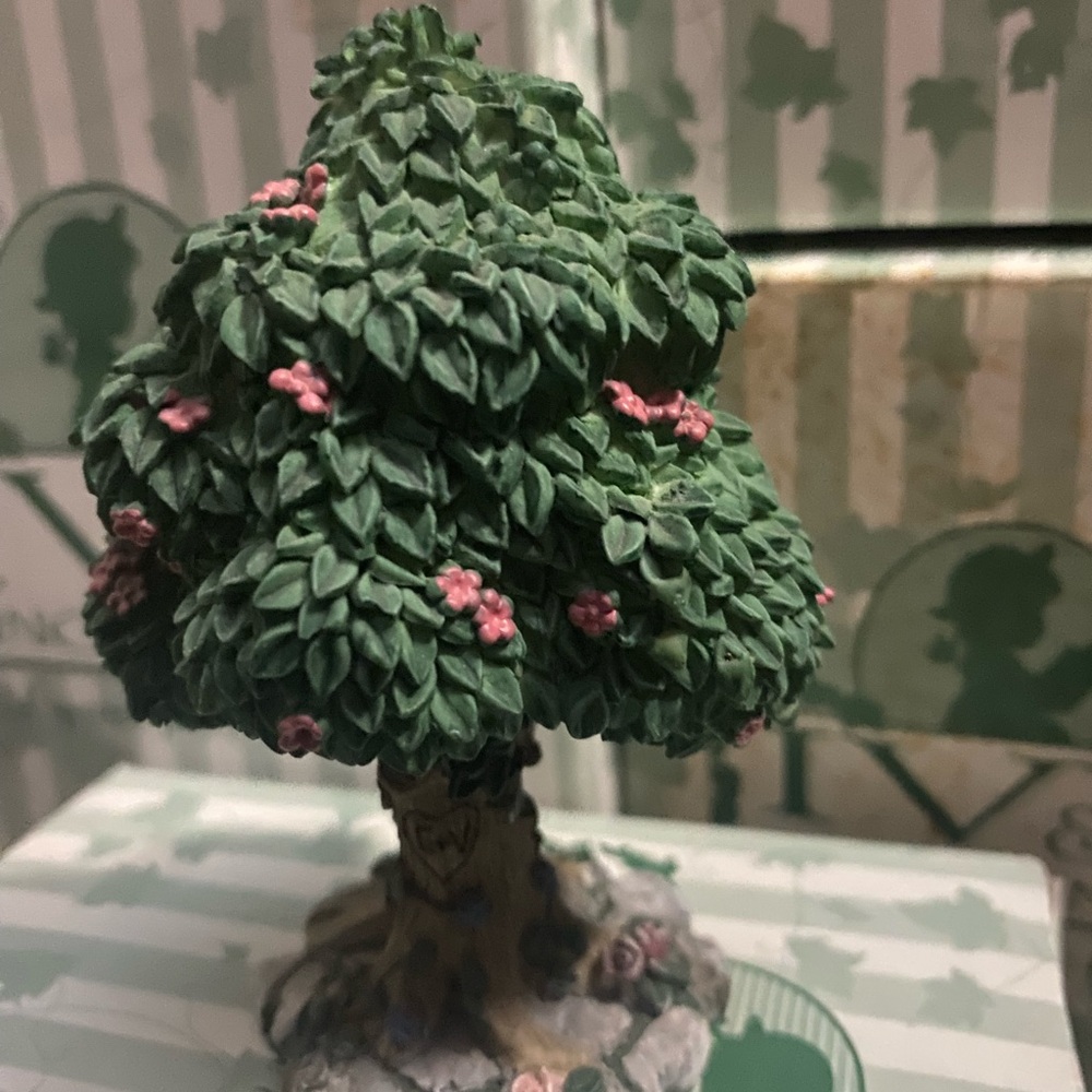 Decorative Tree Figurine with Pink Accents